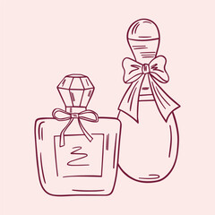 Perfume bottles with a vintage bows illustration