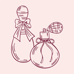 Vintage illustration of elegant perfume bottles