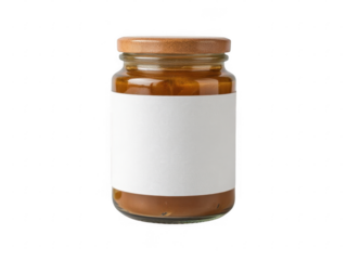 Glass Jar with Wooden Lid and Blank Label for Custom Branding