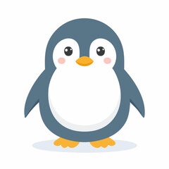 Obraz premium Cute Penguin in Simple Vector Style – Minimal Cartoon Arctic Bird on White Background