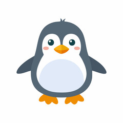 Obraz premium Cute Penguin in Simple Vector Style – Minimal Cartoon Arctic Bird on White Background
