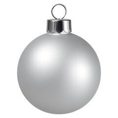 Single Silver Christmas Ornament Isolated on transparent Background