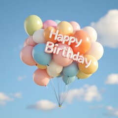 Festive birthday celebration outdoor sky balloon art bright atmosphere aerial view cheerful theme