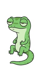Naklejka premium Unimpressed green lizard lounges comfortably