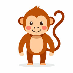 Obraz premium Cute Monkey in Simple Vector Style – Minimalist Jungle Animal Illustration on White Background