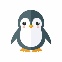 Fototapeta premium Cute penguin in Simple Vector Style – Minimalist Animal Cartoon on White Background