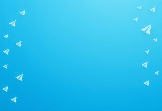 Blue gradient background, paper airplane telegram icons wallpaper template, messenger, post
