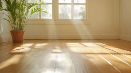 Sunlight streaking on wooden floor