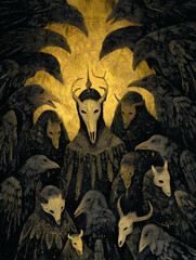 halloween illustration of beasts - generative ai