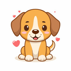 Cute Puppy in Simple Vector Style – Minimalist Cartoon Dog Illustration on White Background
