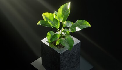 Charming isometric plant display studio environment 3d render handcrafted realism natural lighting