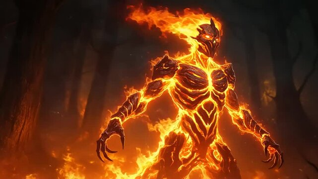 Fiery creature enveloped in flames.
