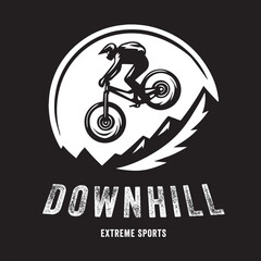 Vintage illustration of a downhill bike going down a mountain
