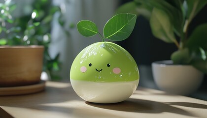 Charming ceramic lime icon with glossy texture indoor setting decorative art natural vibe close-up whimsical design