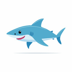 Cute Shark in Simple Vector Style – Minimalist Cartoon Sea Predator on White Background

