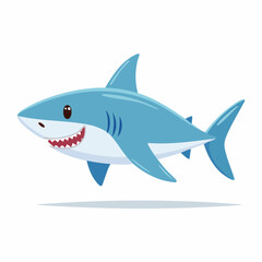 Fototapeta premium Cute Shark in Simple Vector Style – Minimalist Cartoon Sea Predator on White Background