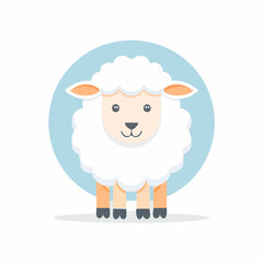 Obraz premium Cute Sheep in Simple Vector Style – Minimalist Cartoon Farm Animal on White Background