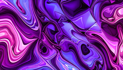 Obraz premium ブルー系の幾何学模様が重なるデジタルサイケ背景 / Digital Psychedelic Blue Geometric Background 