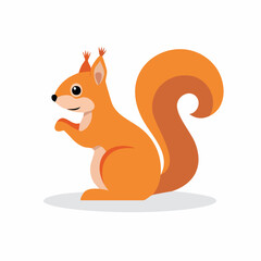 Cute Squirrel in Simple Vector Style – Minimalist Cartoon Forest Animal on White Background