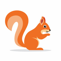 Cute Squirrel in Simple Vector Style – Minimalist Cartoon Forest Animal on White Background
