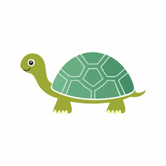 Cute Tortoise in Simple Vector Style – Minimalist Cartoon Reptile Illustration on White Background