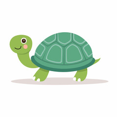 Cute Tortoise in Simple Vector Style – Minimalist Cartoon Reptile Illustration on White Background