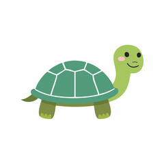Cute Tortoise in Simple Vector Style – Minimalist Cartoon Reptile Illustration on White Background