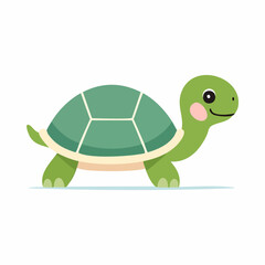 Cute Tortoise in Simple Vector Style – Minimalist Cartoon Reptile Illustration on White Background