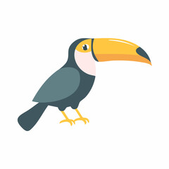 Cute Toucan in Simple Vector Style – Minimalist Cartoon Tropical Bird Illustration on White Background