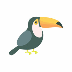Cute Toucan in Simple Vector Style – Minimalist Cartoon Tropical Bird Illustration on White Background
