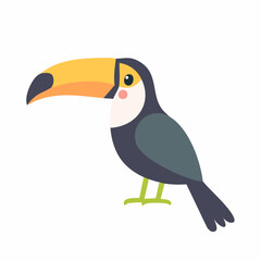 Cute Toucan in Simple Vector Style – Minimalist Cartoon Tropical Bird Illustration on White Background