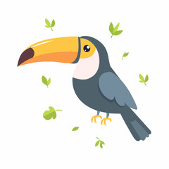 Cute Toucan in Simple Vector Style – Minimalist Cartoon Tropical Bird Illustration on White Background