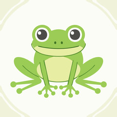 Cute Frog in Simple Vector Style – Minimalist Cartoon Amphibian Illustration on White Background

