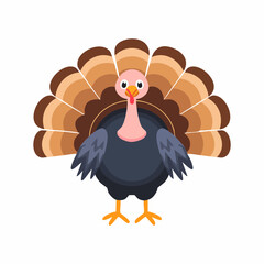 Cute Turkey in Simple Vector Style – Minimalist Cartoon Bird Illustration on White Background
