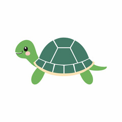 Cute Turtle in Simple Vector Style – Minimalist Cartoon Animal Illustration on White Background

