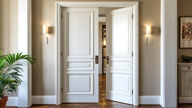 white double wooden doors, interior doors