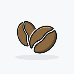 Minimalist Vector Coffee Beans Icon with Simple Black Outlines on White Background – Modern Flat Style