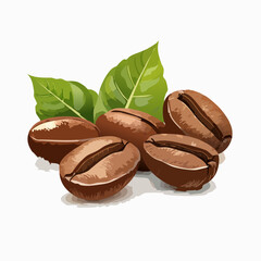 Realistic Vector Illustration of Roasted Coffee Beans with Detailed Shading, Isolated on White
