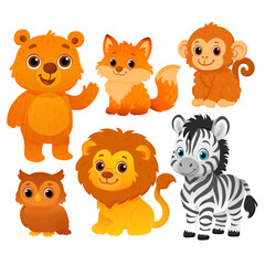 Vector cartoon image of animals. Animal concept for children's illustrations, articles, books. Zoo, circus. Element for your design.