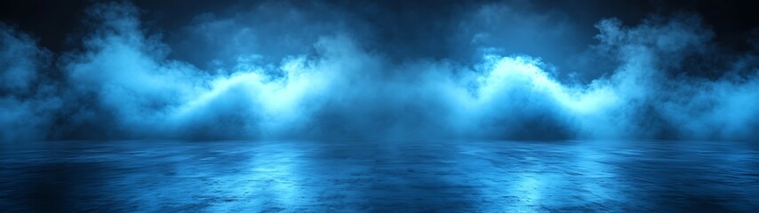 Obraz premium Misty night scene with blue light reflections