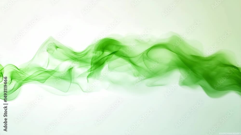 Poster green smoke wave abstract flowing light background with smooth motion and calm design