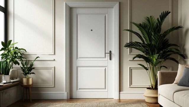 white wooden doors, interior doors, living room entrance