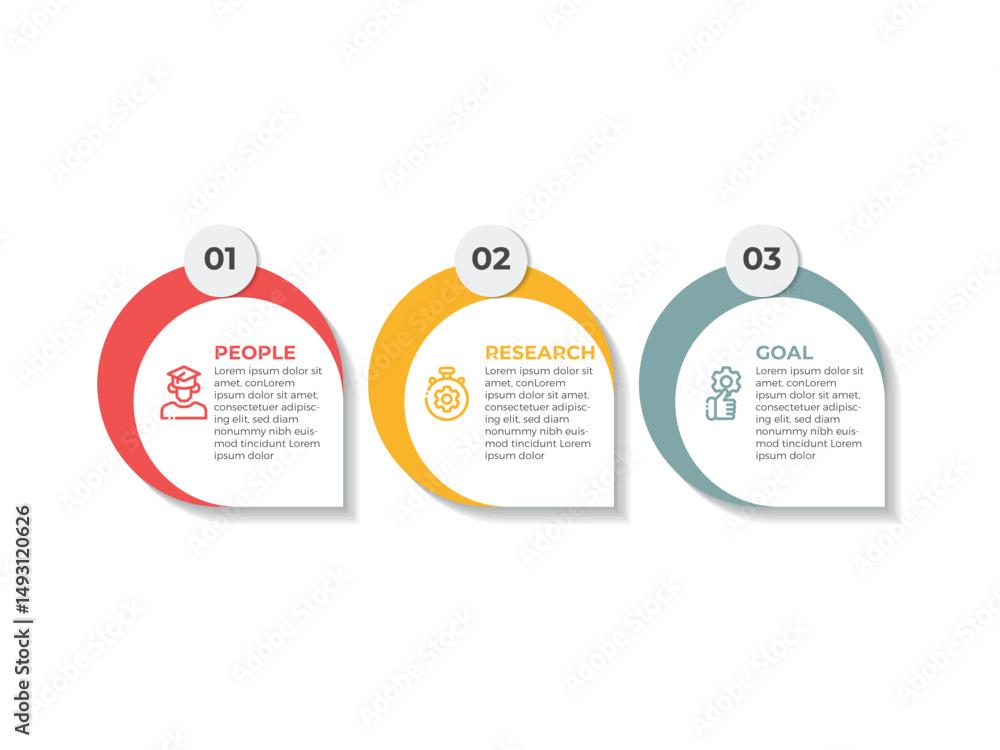 Poster infographic template for business. 3 steps modern mindmap diagram with topics, presentation vector i