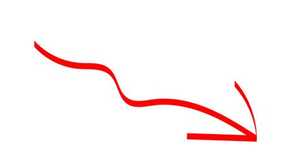 Hand-drawn swirling arrows Hand-drawn simple lines. red arrow with transparent background. vector illustration