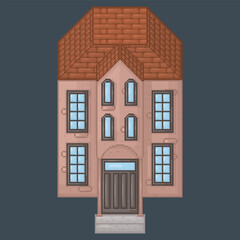 top view home with two story building in pixel art style
