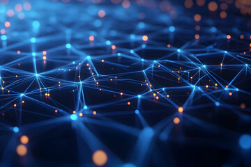Abstract Digital Network with Glowing Nodes and Connections
