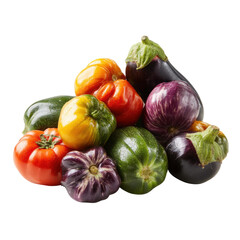 Assortment of Colorful Fresh Vegetables on Transparent Background