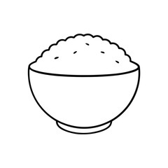 Brown rice bowl Black line drawing