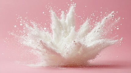Powder explosion on pink background (1)