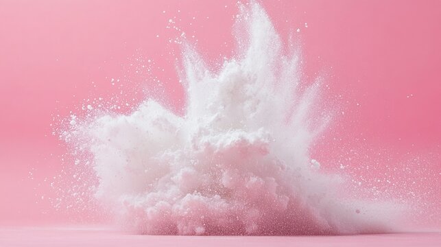 Powder explosion on pink background